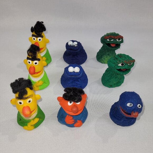 Sesame Street Vintage 1970s Rubber Finger Puppets Figures Lot - Picture 1 of 1